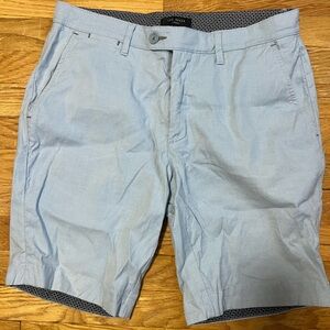 Ted Baker Shorts Mens 32R Blue London Flat Front Lightweight Cotton Stretch